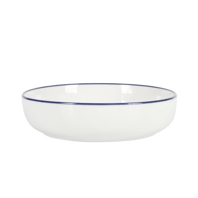 Oslo White Porcelain Dinnerware Set with Blue Rim, Service for 4