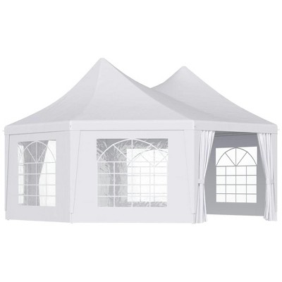 Resenkos Canopy, Outdoor Canopy Tent,Wedding Tent with Sidewalls, Heavy Duty Event Tent with 2 Doors and 6 Windows, White