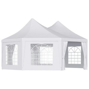 Resenkos Canopy, Outdoor Canopy Tent,Wedding Tent with Sidewalls, Heavy Duty Event Tent with 2 Doors and 6 Windows, White - 1 of 4