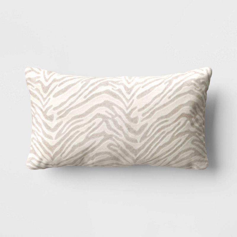 Velvet Jacquard Zebra Lumbar Throw Pillow - Threshold&#8482;, 1 of 6