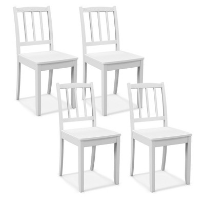 Tangkula Wood Dining Chair Set of 4 w/ Rubber Wood Legs Curved Backrest for Kitchen