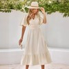Coolmee Women's Summer Boho Dresses V Neck Ruffle Sleeve  Elastic Waist Flowy Maxi Dress - 4 of 4
