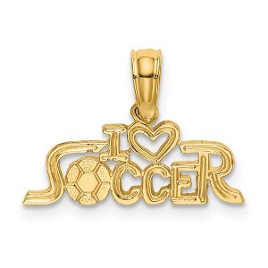 Black Bow Jewelry 14k Yellow Gold Petite I Heart Soccer Script Pendant - 1 of 4