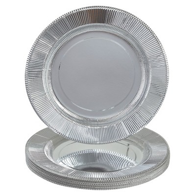 Silver Spoons Heavy Duty Disposable Plates - Paper Plates - Metallic Party Plates - Ruffled Collection