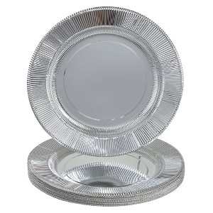 Silver Spoons Heavy Duty Disposable Plates - Paper Plates - Metallic Party Plates - Ruffled Collection - 1 of 2