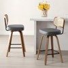 Bekrvio Swivel Counter Height Bar Stools - 26" Faux Leather Upholstered with Rattan Back,Ideal for Kitchen Island - 3 of 4