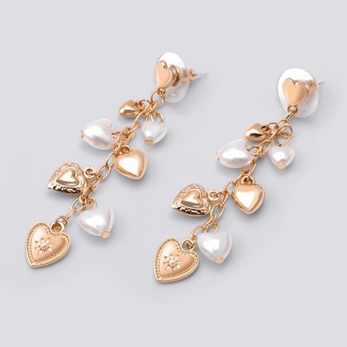 Girls' 9pk Heart Drop Earring Set - Art Class™ Gold : Target