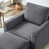 Lyngins Corduroy Accent Chair with Ottoman, Modular Sectional Sofa Chair, Upholstered Sofa Chair/Couch Chair, Classic Chaise Lounge for Living Room - 3 of 4