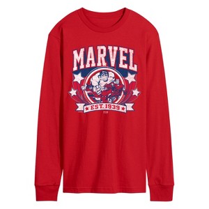 Men's - Marvel - Collegiate Americana Long Sleeve Graphic T-Shirt - 1 of 3