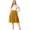 Agnes Orinda Women's Plus Size Velvet Pleated Elastic Waist Party Metallic Swing Midi A Line Skirts - 3 of 4