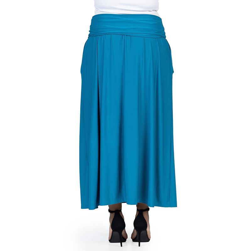 24seven Comfort Apparel Foldover Plus Size Maxi Skirt With Pockets, 3 of 7