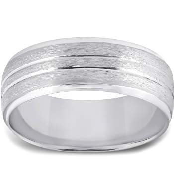 Pompeii3 Mens 14k White Gold Comfort Fit Brushed Wedding Band Ring