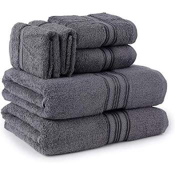 Common Thread Eco Melange 6 pc Bath Towel Set ~ DARK Gray Waffle