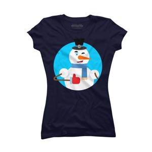 Junior's Design By Humans Snowman thumbs up winks emoji. New Year and Christmas By Roplon T-Shirt - 1 of 3