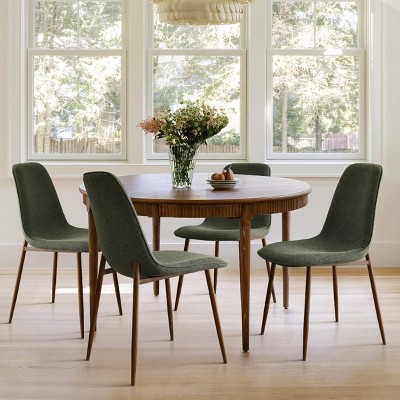 Oslo Walnut Dining Chairs Set Of 4,Upholstered Dining Chairs with Walnut Metal Legs-Maison Boucle
