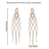 Gold Plated Exaggerated Extra-long Tassel Rhinestone Earrings for Women 1 Pair Shiny Bling Style - 4 of 4