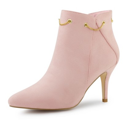 Allegra K Women's Pointed Toe Side Zip Stiletto Heel Ankle Booties