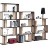 Kings Brand Furniture Nathan 3-Piece Bookcase Set with 3-Tier, 4-Tier & 5-Tier Shelves, Modern Oak/Black Wooden Display & Storage Organizer - 2 of 4