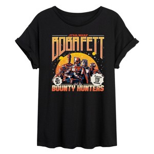Women's - Star Wars - Boba Fett and the Bounty Hunters Band Oversized Graphic T-Shirt - 1 of 4