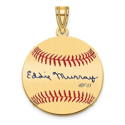 Black Bow Jewelry 14K Gold Plated Eddie Murray Signature SM Enamel Baseball Pendant