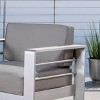 Cape Coral 7pc Aluminum and MGO Firepit Set Dark Gray/Khaki - Christopher Knight Home: Weather-Resistant, with Cushions - 3 of 4