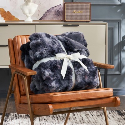 Cozy Bliss Faux Fur Throw Blankets, Plush Fuzzy Soft Thick Bubble Blanket for Sofa, Bedroom, Living Room