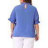 Agnes Orinda Women's Plus Size Work Office Pleated Mock Neck Flounce Sleeve Blouse - 4 of 4