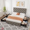 Full/QUEEN/KING  Size Bed Frame with 4 Storage Drawers and Adjustable Headboard Faux Leather Upholstered Platform Beds No Box Spring Needed - 3 of 4