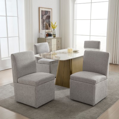 APRILSOUL 33.86“360 Degree Swivel Upholstered Dining Chairs Set of 2 Swivel Dining Room Chairs Kitchen Chairs Caster