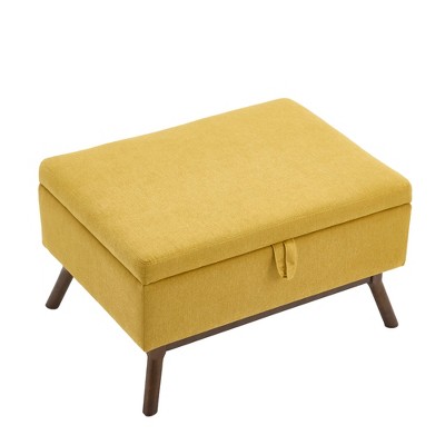 Vynxaria Mid-Century Modern Square Coffee Table Storage Bench - Yellow
