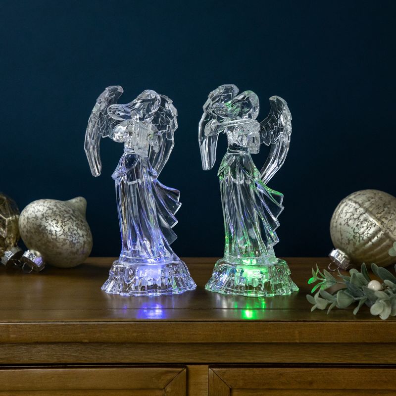 Northlight LED Lighted Color Changing Angel Acrylic Christmas Decorations - 9" - Set of 2, 1 of 8