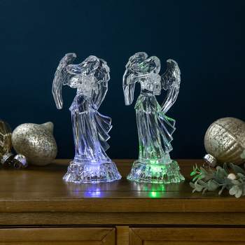 Northlight LED Lighted Color Changing Angel Acrylic Christmas Decorations - 9" - Set of 2