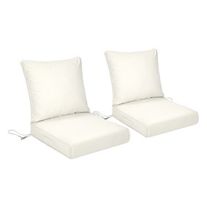 Aoodor Outdoor Deep Seat Cushion Set, Waterproof Patio Furniture Cushions with Adjustable Straps & Removable Cover, Set of 2 - 1 of 4