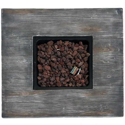 30-Inch Square Black and Gray Stone Propane Fire Pit Table