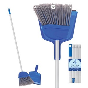 Angle Broom w/Dustpan, Indoor, 9.25" W Head, Smaller Style- Made w/ Recycled Soda Bottles & Polished Aluminum Lightweight Handle, by LOLA, 1 Count - 1 of 4