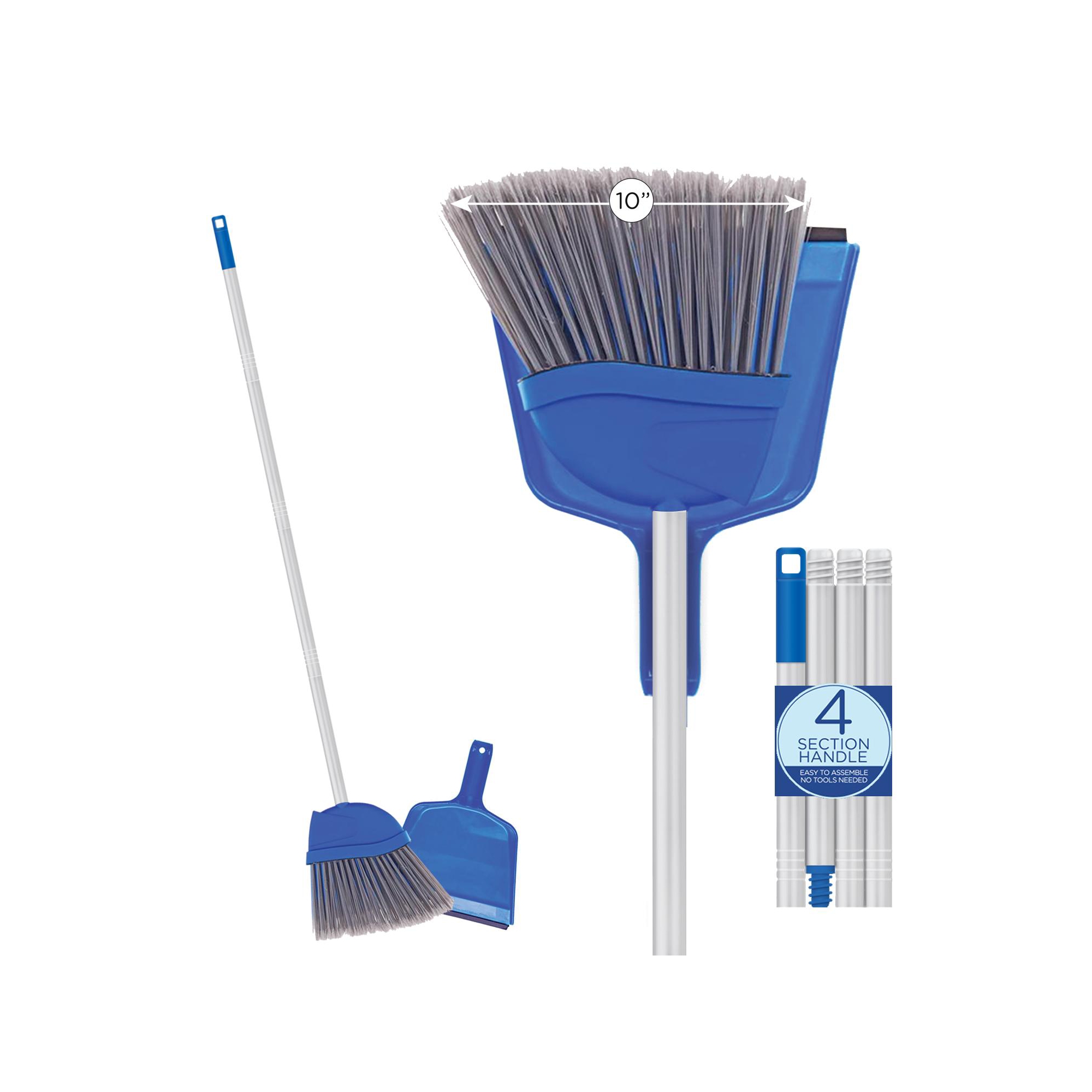 Angle Broom w/Dustpan, Indoor, 9.25" W Head, Smaller Style- Made w/ Recycled Soda Bottles & Polished Aluminum Lightweight Handle, by LOLA, 1 Count