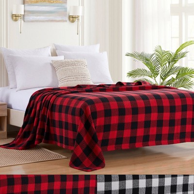 100% Cotton Blend Blanket, Luxury Breathable Buffalo Plaid Weave Design by Sweet Home Collection®