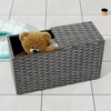 Maggift Wheelbarrows, Wicker Storage Box with Wheels, 3-Compartment Poolside Organizer for Patio, Garden, Black, 31.5"*39.4"*37.6" - 4 of 4