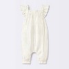 Baby Girls' Striped Gauze Long Legged Romper - Cloud Island™ Cream - 2 of 4