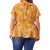 Agnes Orinda Women's Plus Size Ruffle Neck Floral Wrap Tie Waist Blouse - 4 of 4