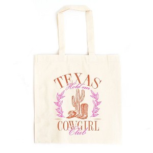 City Creek Prints Texas Cowgirl Club Canvas Tote Bag - 15x16 - Natural - 1 of 2