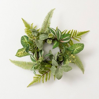 Sullivans Artificial Candle Mini Wreath 14.5"H; Green