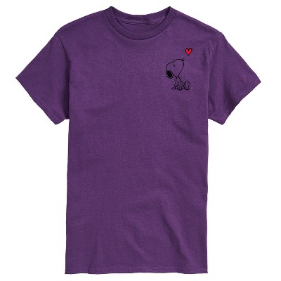 Men's - Peanuts - Snoopy with Red Heart Short Sleeve Graphic T-Shirt