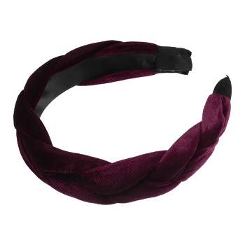 Unique Bargains Women's Thick Braided Velvet Headband Hairband Accessories 1.2 Inch Wide 1 Pc