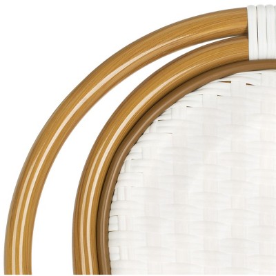 Rosen White and Tan Wicker Bistro Arm Chair Set