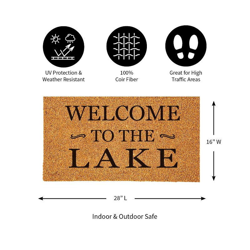 Evergreen 16 x 28 Inches Welcome to The Lake Door Mat | Non-Slip Rubber Backing | Dirt catching Natural Coir | Indoor and Outdoor Home Decor, 5 of 8