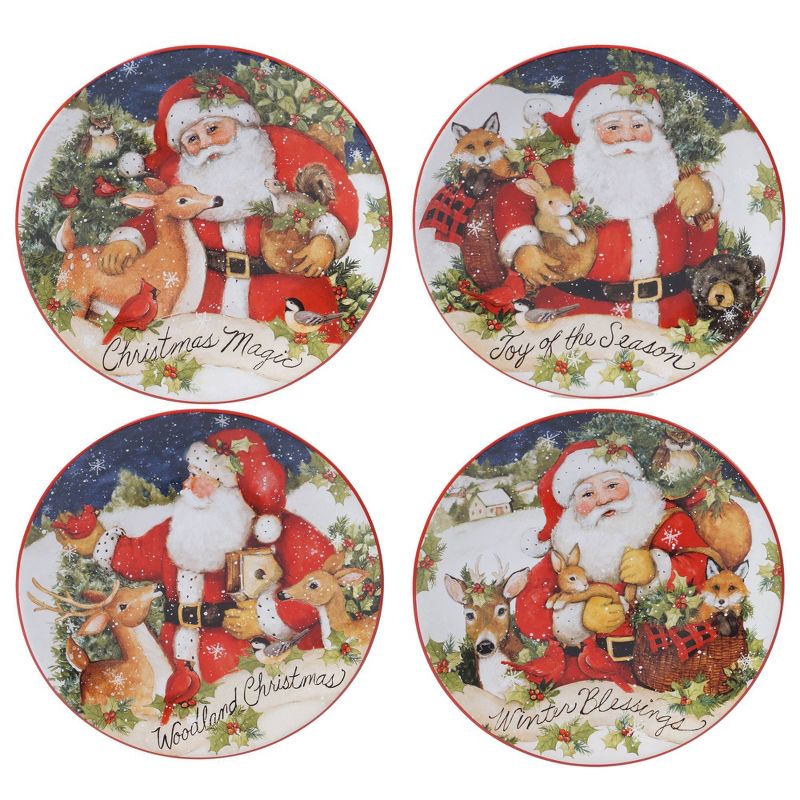 9&#34; 4pk Earthenware Magic of Christmas Santa Dessert Plates - Certified International, 1 of 4