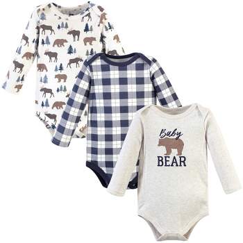 Hudson Baby Infant Boy Cotton Long-Sleeve Bodysuits 3pk, Moose Bear