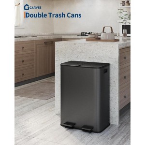 Kitchen Trash Can, Stainless Steel Trash Bin with Lid and 2 Removable Inner Buckets, Soft-Close Foot Pedal, Fingerprint-Resistant PP Inner Buckets - 1 of 4