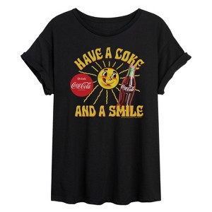Women's - Coca-cola - Have A Coke And A Smile Oversized Graphic T-Shirt - 1 of 4
